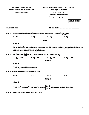 Đề thi khảo sát chất lượng Tốt nghiệp THPT môn Toán lần 1 - Mã đề 121 - Năm học 2019-2020 - Trường THPT Tô Hiến Thành (Có đáp án)
